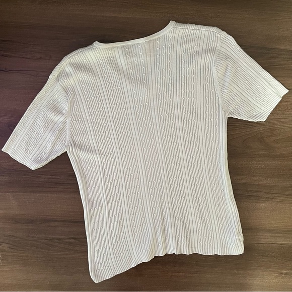 Vintage 90s Light Gray Ribbed Tee Shirt - Picture 3 of 5